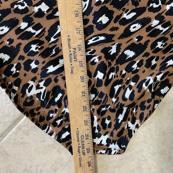 Ellen Tracy One Piece Swimsuit Leopard Print Size 14 Keyhole High Neck Halter - Picture 6 of 6